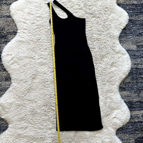 Princess Polly Double One Shoulder Black Ribbed Bodycon Midi Dress Women's Sz 4 - Picture 5 of 8